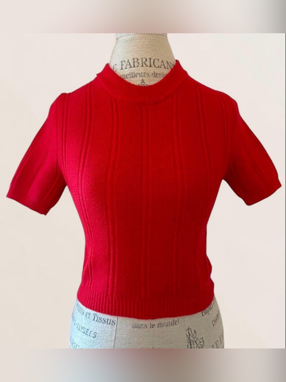Zara Vibrant Red Ribbed Knit Top